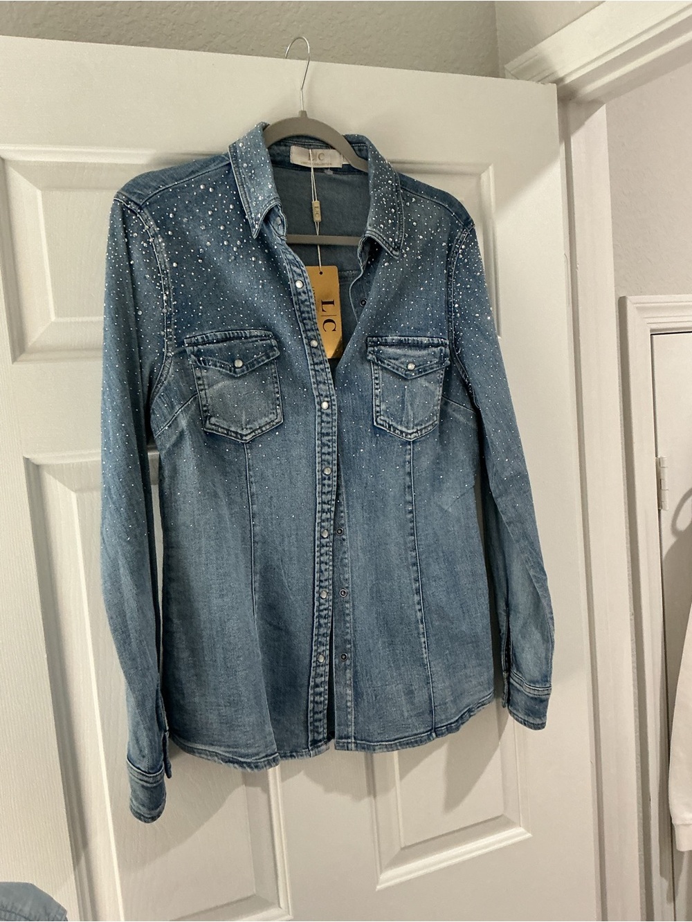 LC Denim Blue Jean Jacket with Embellished Sparkle